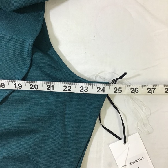 UNIQUE VINTAGE 3X-20 Plus Curvy Teal Green V-Neck Ruffle Wiggle Dress NWT B115 - Picture 5 of 11